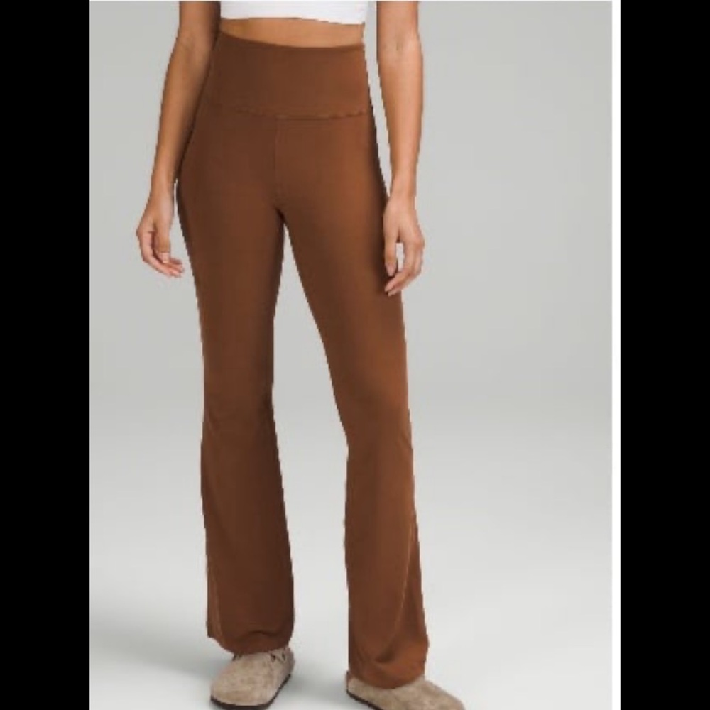 Brown High-Waisted Flare Pants